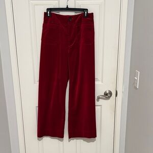 Anthropologie Maeve The Colette Red Velvet Wide-Leg Pants size 26